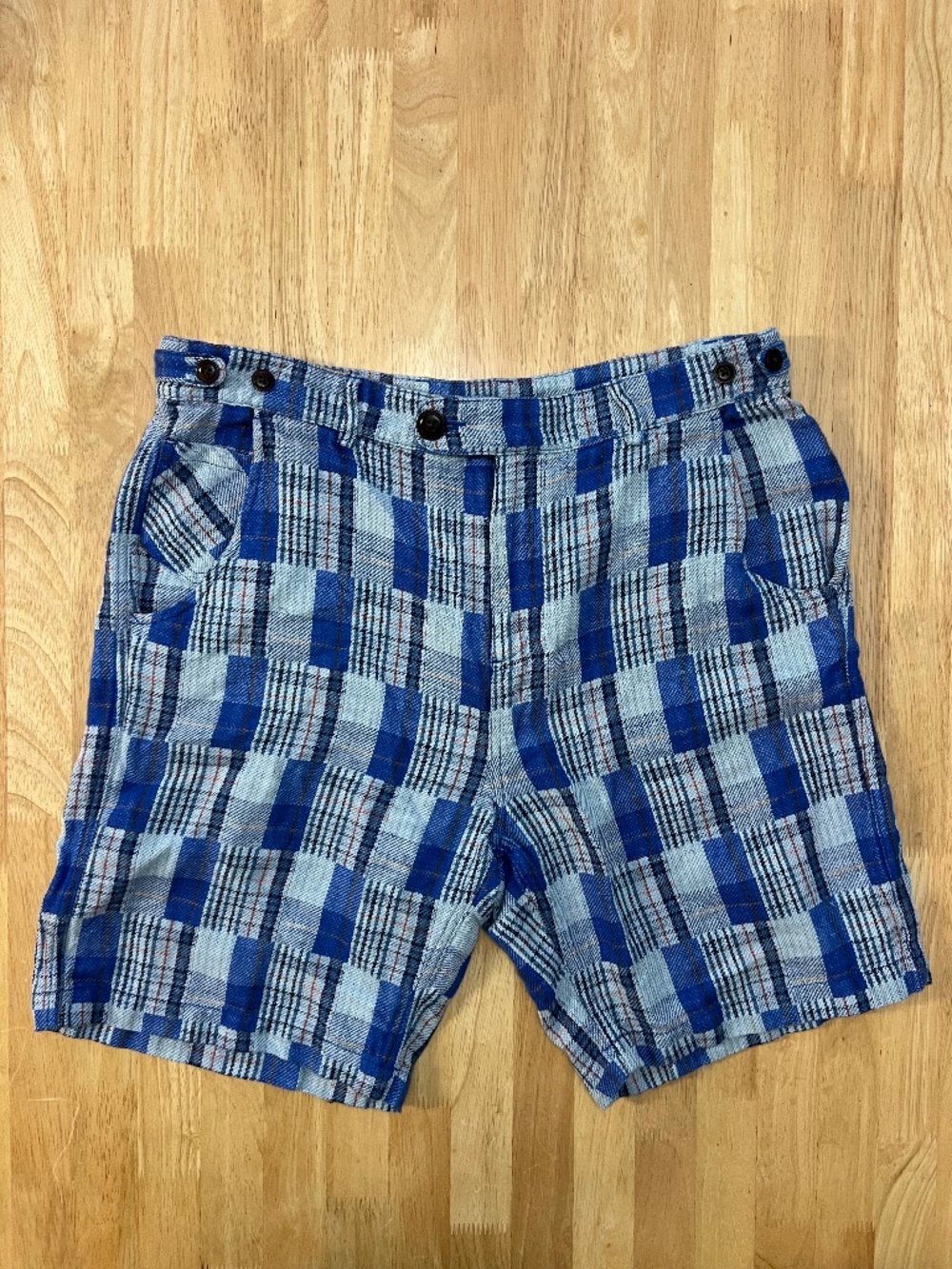 Corridor New York Men’s Blue Patchwork Linen Blend Shorts